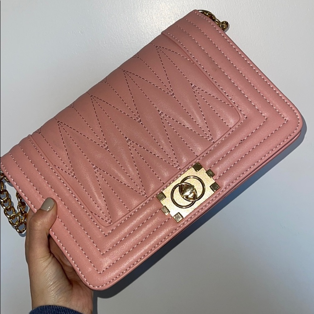 Pink stitched Handbag